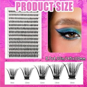 Lot de 280 extensions de cils individuels en grappes russes 80D de 9 à 16 mm