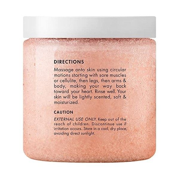 Majestic Pure Himalayan Salt Body Scrub with Lychee Essential Oil, All Natural Scrub to Exfoliate & Moisturize Skin, 12 oz