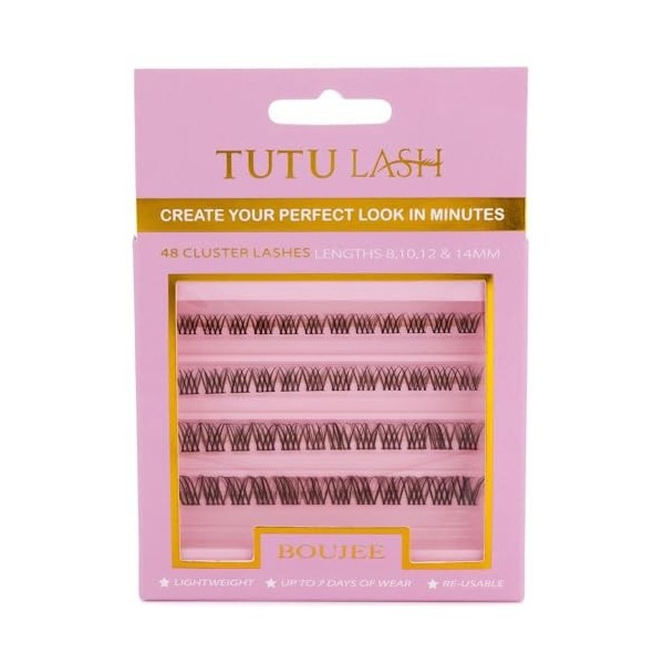 Tutu Lash BOUJEE Lot de 48 faux cils caramel à faire soi-même - Faciles à appliquer - Faciles à appliquer - Réutilisables - V