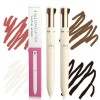 Dynaeuty 2pcs Stylo Maquillage 4 en 1,Makeup Eyeliner,Crayon à Sourcils,Lip Liner Crayon,Crayon Highlighter, Multifonctionnel