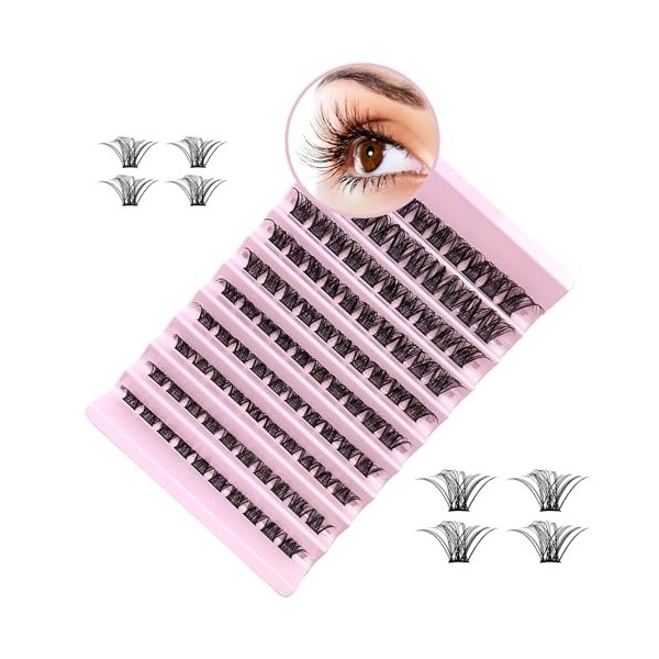 Lot de 100 extensions de cils individuels à faire soi-même, volumateurs, réutilisables à la maison, pour femmes et filles, ca