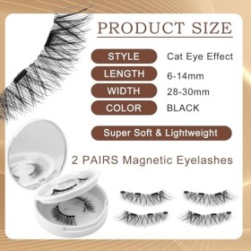 Lot de 2 paires de cils magnétiques avec applicateur - Aspect naturel - Avec applicateur - Réutilisables - Faux cils magnétiq