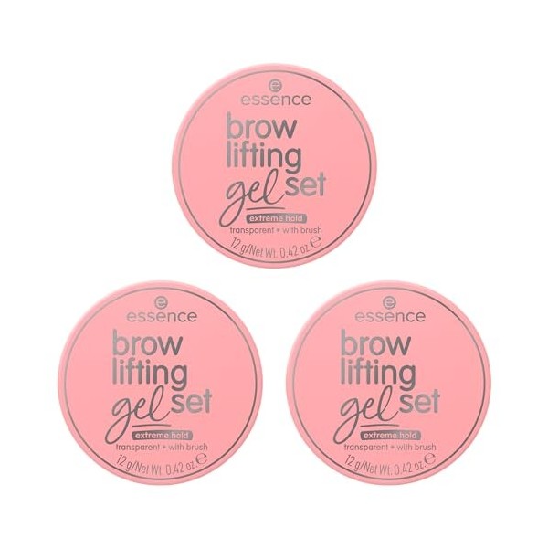 Essence brow Lot de 3 gels lifting pour sourcils, transparent, durable, définissant, fixant, translucide, végétalien, sans pa