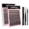 Jsdoin Individual Eyelashes Lot de 182 pièces de costume large Barre C/D Curl 8-16 mm de long DIY avec colle noire à lœil Cl