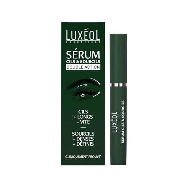 LUXÉOL - Sérum Cils & Sourcils - Double Action - Des Cils Plus Longs, Plus Volumineux, Plus Vite - Des Sourcils Plus Denses, 