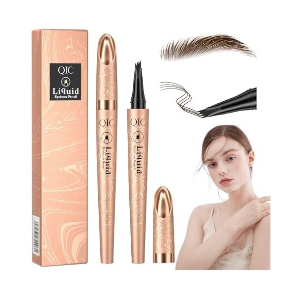 Crayon Sourcil Waterproof, 3D Crayon Microblading sourcil Longue Tenue Avec 4 Pointes Look Naturel des Sourcils Sourcils maqu