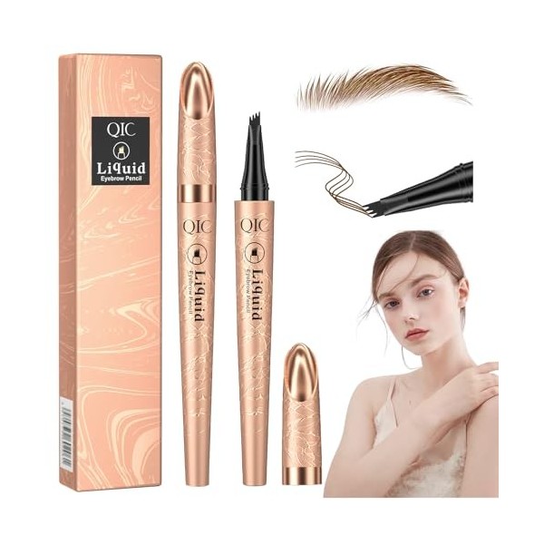 Crayon Sourcil Waterproof, 3D Crayon Microblading sourcil Longue Tenue Avec 4 Pointes Look Naturel des Sourcils Sourcils maqu