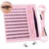 Sixstarhair Faux Cils Individuel avec Lash Bond and Remover Kit Extension Cils 60D Faux Cils Bouquet Volume Russe DIY Extensi