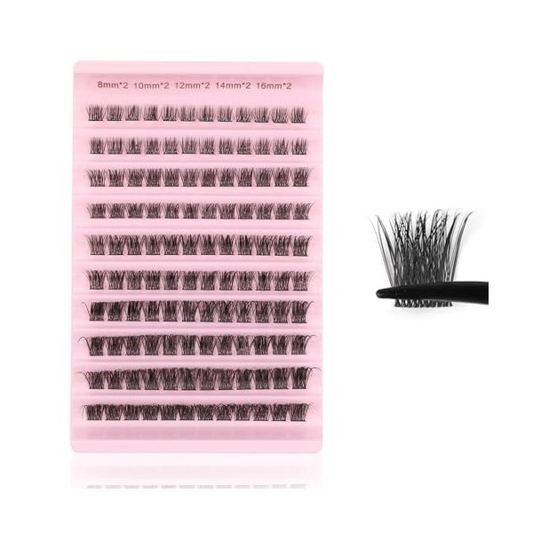 Kiusatig Kit Extension Cils Individuel 120PCS Kit Faux Cils Naturel Avec Lash Bond et Seal Applicateur D Curl Cils Extension 