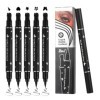 5 Pcs Eyeliner, Double tête Ensemble de stylos tampon liquide Eyeliner, Eyeliner noir, Anti-Taches ImperméAble Et Durable, Tr