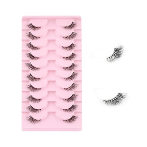 Kiusatig Faux Cils Naturel Fox Eye Lashes 5 Paires en œIl de Chat Fluffy Cat Eye Lashes Doux Faux Cils Yeux de Chat Oeil Moel