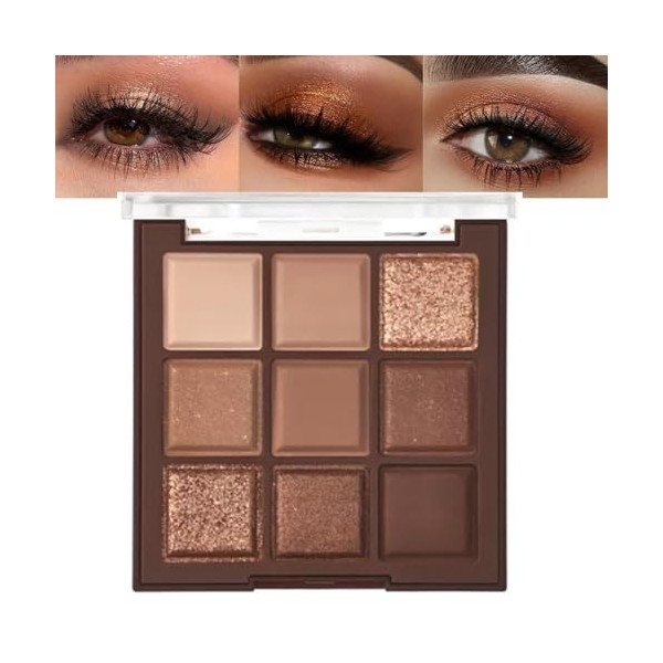 Lilbitty Palette de fards à paupières marron nude, or rose et bronze brun foncé, palette de fards à paupières crème hautement