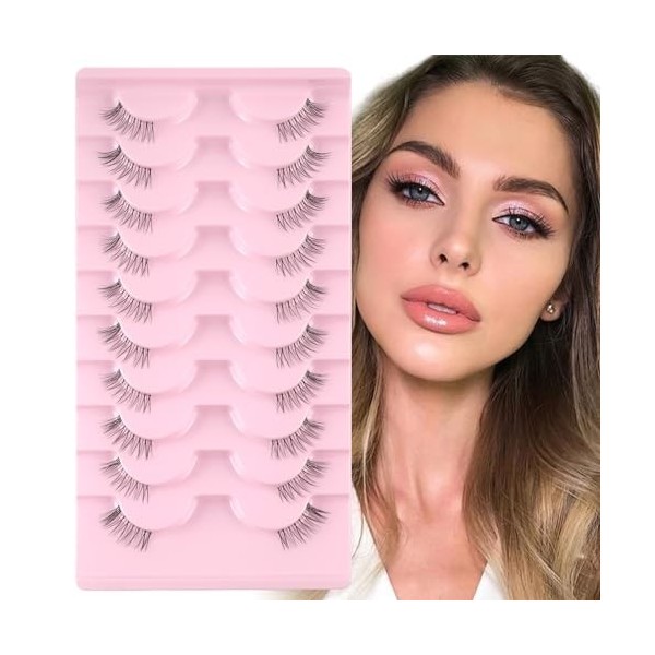 Sixstarhair Demi Faux Cils Bande Transparente 3D Faux Cils Naturel Half Lashes Oeil de chat Reutilisable Fake EyeLashes 10 Pa...