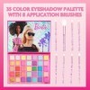 Palette de fards à paupières Barbie 35, couleurs chatoyantes et opaques, pigmentées et estompables, 8 pinceaux applicateurs, 