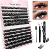 240 Pcs DIY Extensions de cils Set 0.07D Cils Uniques Faux cils individuels Cluster avec colle à cils et pince à épiler pour 