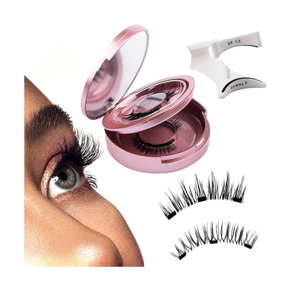 GEMERRY Faux Cils Magnetique 2 paires Magnetic Lashes Faux Cils Magnétiques Avec Applicateur Pas besoin de Colle Cils Magnéti