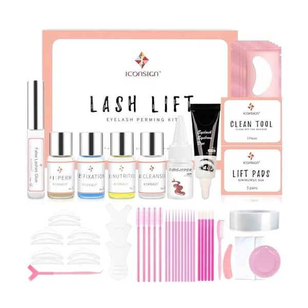 Rehaussement Cils, Aikvigss Professionnel Lash lift Kit, Kit Rehaussement de Cils avec Teinture, Eyelash Perm, Coffret Comple