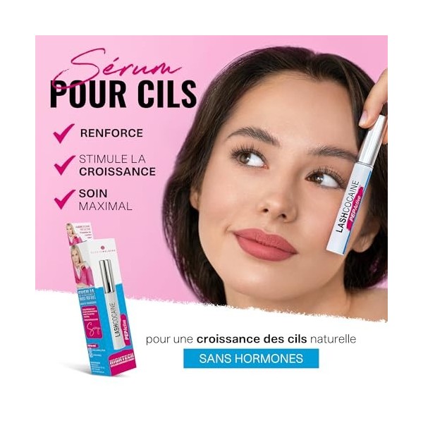 LASHCOCAINE PEP ACTIVE - Sérum pour cils sans hormones - Protège et renforce les cils - Booster de cils avec le complexe de g