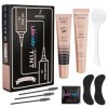 Libeauty Kit de teinture de cils 2 en 1 avec coussinets en silicone, effet salon qui dure 6 semaines, avec outils, noir