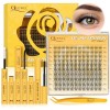 QUEWEL 320PCS 30D+40D Kit-Extension-Cils, 9-16mm Faux Cils Individuel avec pince à cils et colle faux cils, bricolage naturel