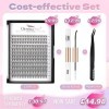 Glowing Win Faux Cils Individuel Naturel Kit Extension Cils Cluster Lashes Avec Applicateur, Bond&Seal Faux Cils Extension de