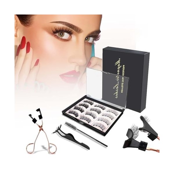 Faux Cils Magnetique 12 PièCes Naturel MagnéTiques 3D Cil MagnéTique Sans Faux Cils Kit Colle AimantéS Effet Eyeliner Liner A