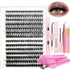 Kit Extension Cils DIY Kit De Cils Spécial Pour Débutants 280 Mèches de Cils Bouclés 40D Longueur Colle Adhésive Et Détanché