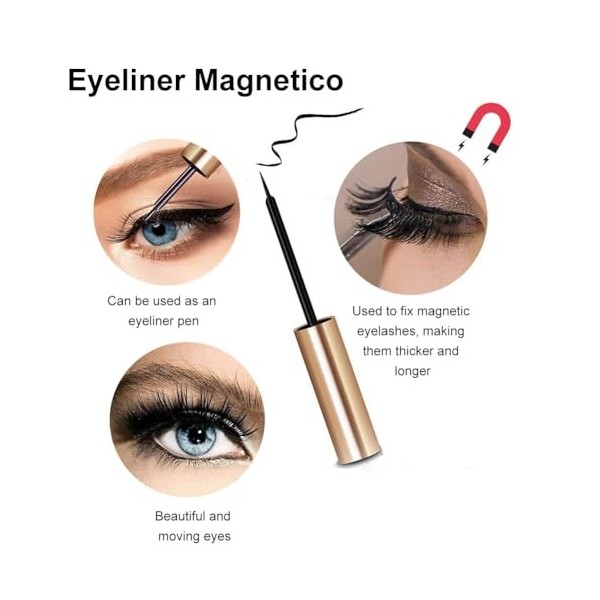 Magnétique Eyeliner,Eyeliner Magnetique pour Faux Cils Magnétiques,Eyeliner Liquide,Eyeliner Imperméable,Eyeliner Convient po