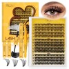 QUEWEL Kit-Extension-Cils, 280pcs 30+40+50D Faux-Cils-Naturel Mixte 12-18mm Extension Cils Souples avec Colle Faux Cils and S