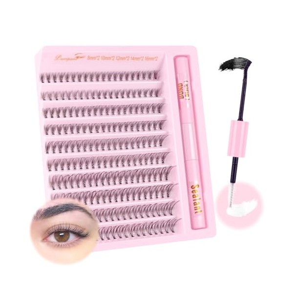 Parriparri Kit Faux Cils avec Lash Bond et Remover Extension de Cils Faux Cils Individuel 60D Duveteux Faux Cils Naturel avec