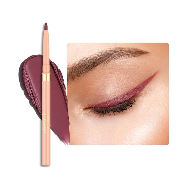 OULAC Crayon Yeux Waterproof, Eye Liner Rouge Mat avec Couleur Intense, Eyeliner Anti-salissures Texture Lisse et Crémeuse, T