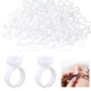 100 PCS Colle Bagues pour Cils Extensions, Bagues en Plastique pour Extension Cils, Support Colle à Cils, Tasses à Anneaux Co