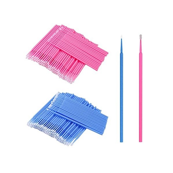 TAKUZA Lot de 200 micro-brosses à cils jetables pour extensions de cils, accessoires de lifting des cils, bâtonnets de nettoy