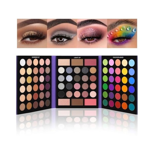 UCANBE Palettes de Maquillage Multifonctionnel 86 Couleurs, Fard à Paupières Mat Pailleté, Eclaircissement, Contour, Blush, L