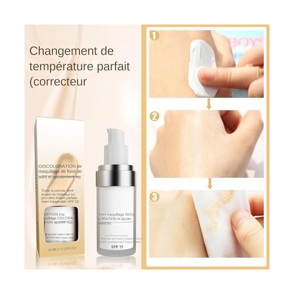 Fond De Teint Changeant De Couleur-Fondation Liquide,Fond De Teint Couvrant Imperfections SPF 15 Pour Les Teints, Fond De Tei