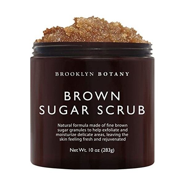 Brooklyn Botany Brown Sugar Body Scrub - Great as Face Scrub & Exfoliating Body Scrub for Acne Scars, Stretch Marks, Foot Scr