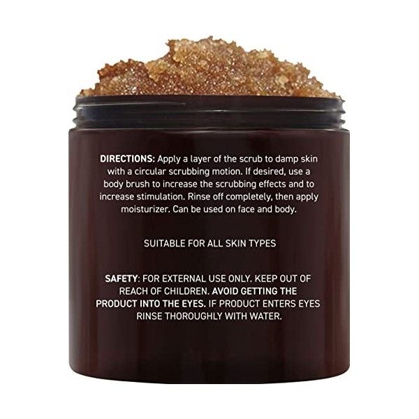 Brooklyn Botany Brown Sugar Body Scrub - Great as Face Scrub & Exfoliating Body Scrub for Acne Scars, Stretch Marks, Foot Scr