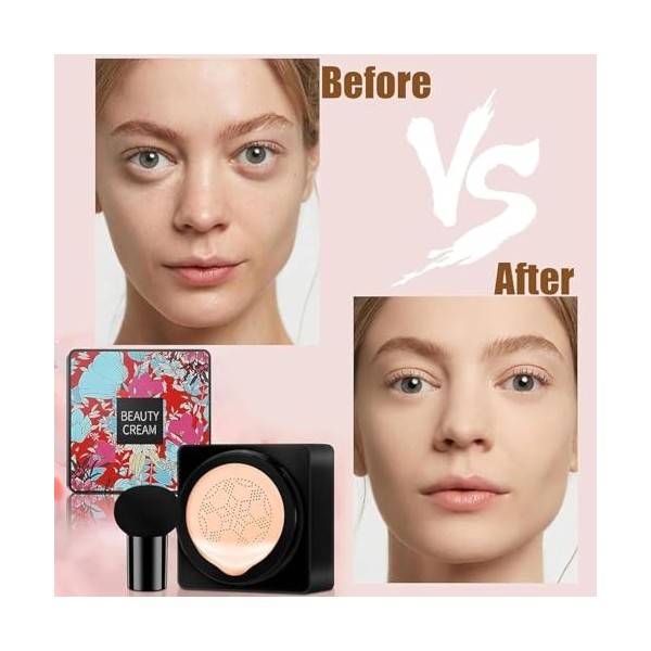 Mushroom Head Air Cushion CC Cream,Correcteur BB Crème Hydratant,Tête de Champignon Air Cushion Crème,Couverture Complète de 