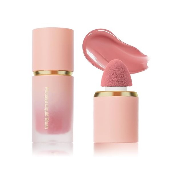 Blush Liquide en Gel pour les Joues, Texture léger Respirante Liquid Blush, Longue Durée, Imperméable Anti-bavure, Très Pigme