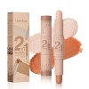 Double-ended Illuminateur, Bâton Surligneur 2 in1, Makeup Stick Highlight & Contour, Texture Crémeuse Contouring Maquillage, 