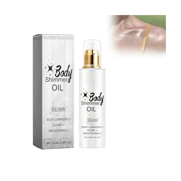 Illuminateur pour le corp,Huile chatoyante liquide à paillettes,Body Oil Shimmer,Shimmer Lotion Corps,Spray éclaircissant pou