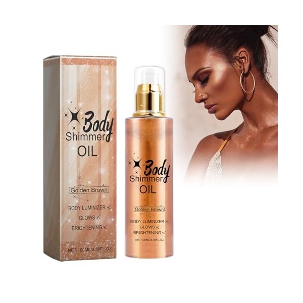 Illuminateur pour le corp,Huile chatoyante liquide à paillettes,Body Oil Shimmer,Shimmer Lotion Corps,Spray éclaircissant pou
