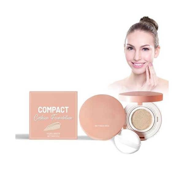 Moist Air Cushion Cream Maquillage De Fond De Teint Pour Le Visage Léger, Couverture Naturelle Fond De Teint Coussin Brillant