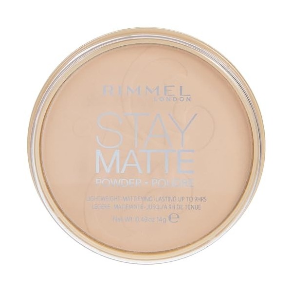 Rimmel - Poudre Compact Stay Matte - Anti-brillance - Fini mat et naturel - 005 Beige soyeux - 14gr Lot de 2 