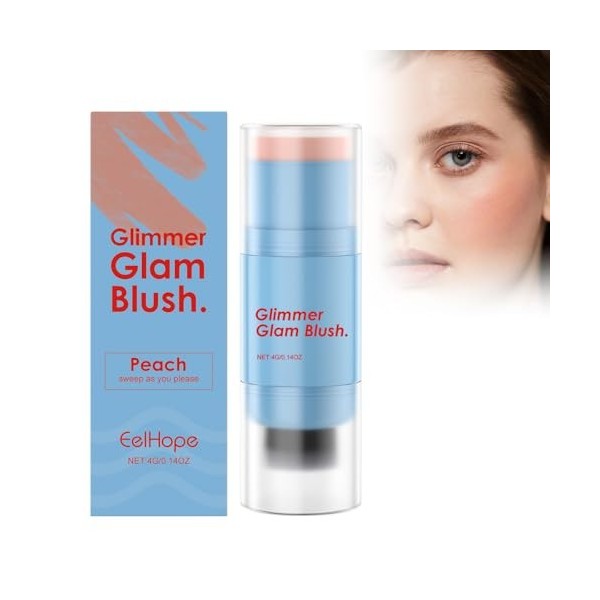 Blush Stick, Bâton De Fard À Joues À Double, Bâton De Fard À Joues Crème Avec Pinceau, Longue Tenue Blush Stick, Blush Léger 