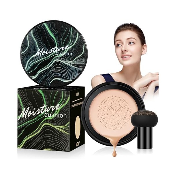 Tête de champignon Air Cushion CC Cream, Fond de Teint Correcteur Maquillage, Air Cushion BB Cream, Correcteur durable maquil