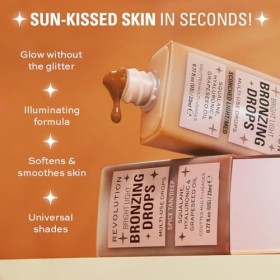 Gouttes Bronzantes Lumineuses de Makeup Revolution avec Acide Hyaluronique, Fini Ensoleillé, Teinte Bronze Calcine, 23ml