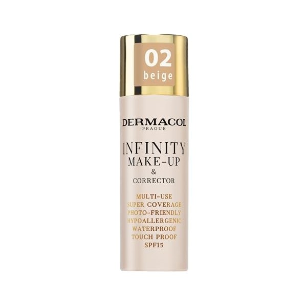 Dermacol Infinity maquillage et correcteur, Multi-usages, Super couvrance, Adapté à la photo, Hypoallergénique, Waterproof, T