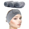 Sinland 3PCS Microfibre Bandeau Maquillage Femme,Bandeaux de Maquillage Visage,Doux Réglable Bandeaux avec Magic Tape,pour Sp