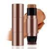 Apooliy Stick contour et correcteur 2 en 1 avec pinceau, stick crème bronzante, stick de maquillage visage waterproof, couvra